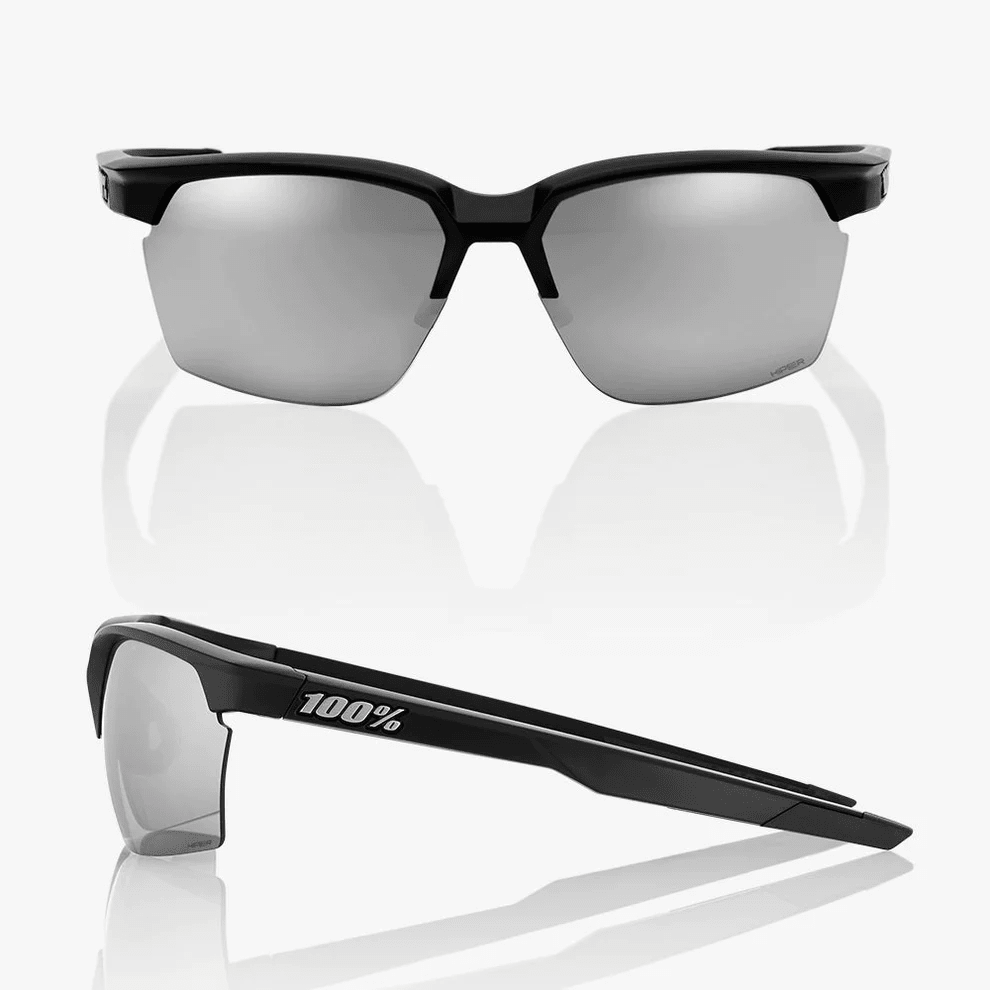 100% Sportcoupe performance sunglasses in Matte Black with HiPER Silver Mirror lens – additional product view