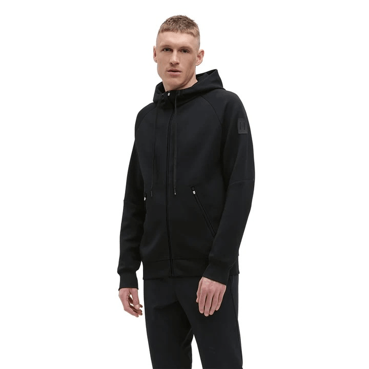 On men's Zipped Hoodie in Black – alternate product view