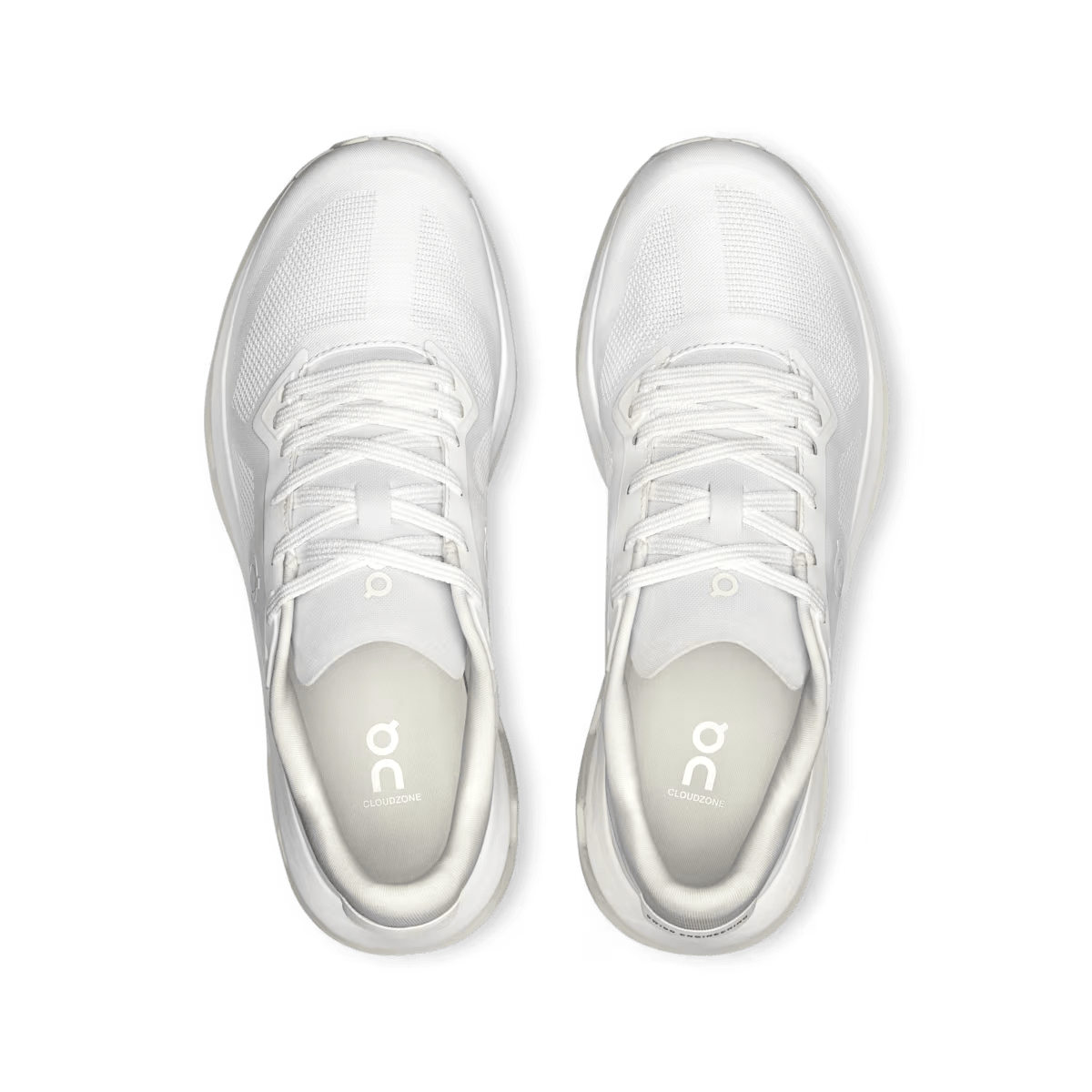 On Cloudzone women's lifestyle shoe in White / White – top view