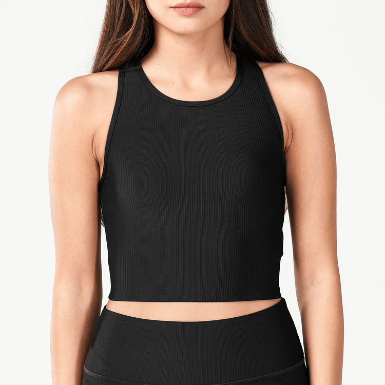 Squatwolf women's Code Ribbed Crop Tank in Black – alternate product view