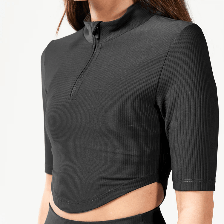 Squatwolf women's Code Ribbed Crop Top in Black – alternate product view