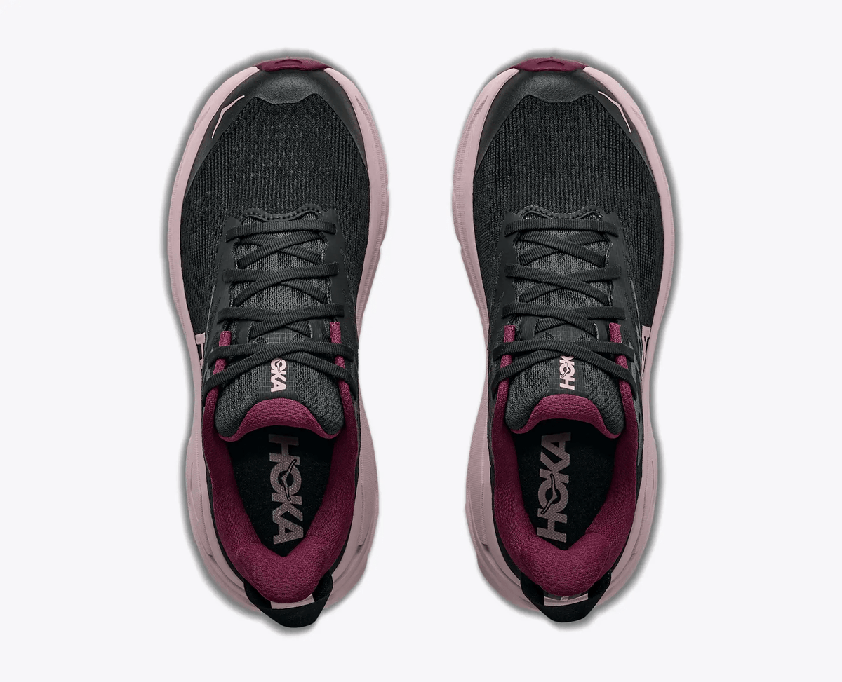 HOKA Challenger 8 Women’s Trail Running Shoes – Black / Pink Opal – Top View