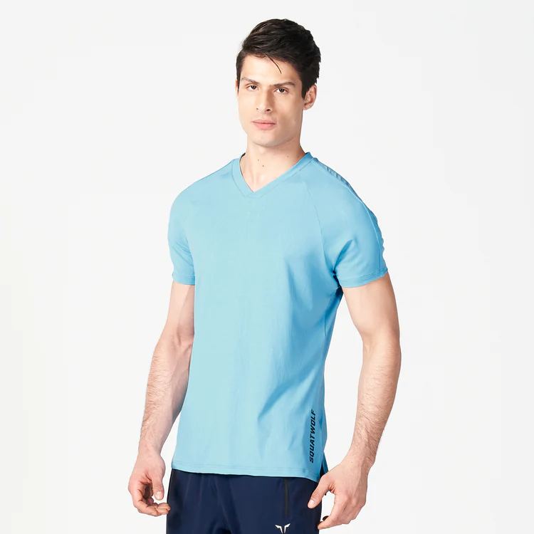 Squatwolf Core V neck AeroTech Tee Delph Blue Xciter Sports