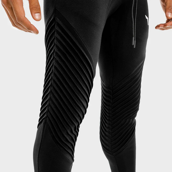 Statement Ribbed Joggers - Black