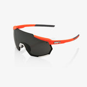 100% Racetrap cycling sunglasses in soft tact oxfire with black mirror lens, front view