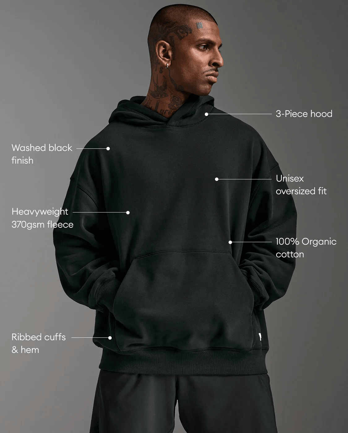 2XU EZ Oversized Organic Cotton Hoodie | Unisex Training Fleece - 3 - Xciter Sports Apparel