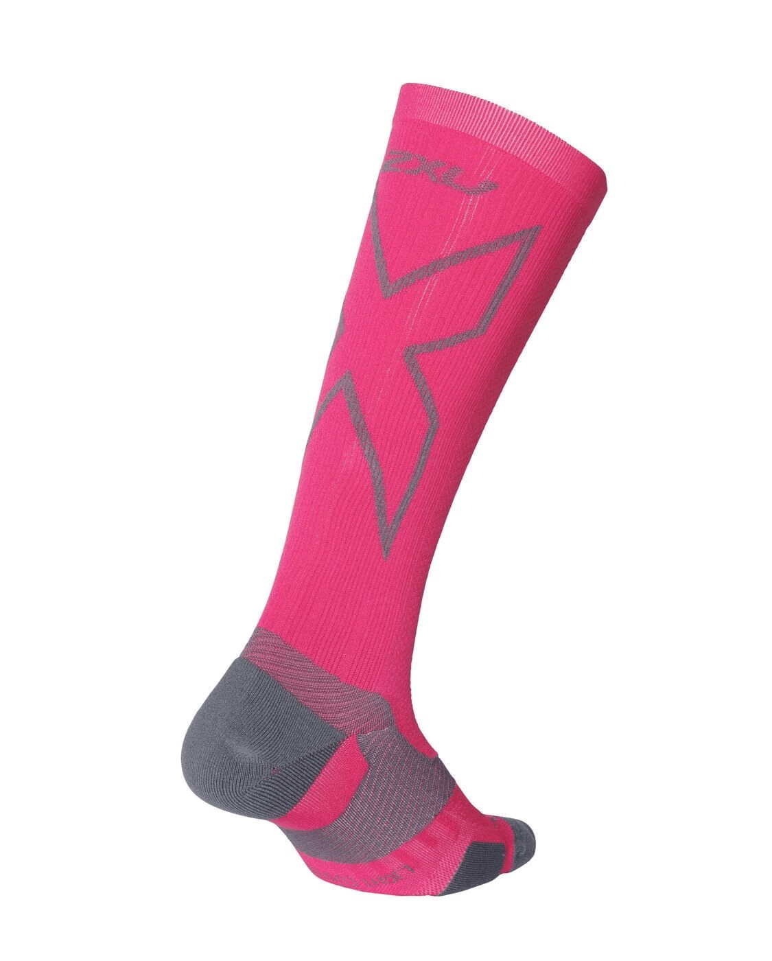 2XU Vectr Light Cushion Full Length Socks – Hot Pink/Grey - 2 - Xciter Sports Apparel