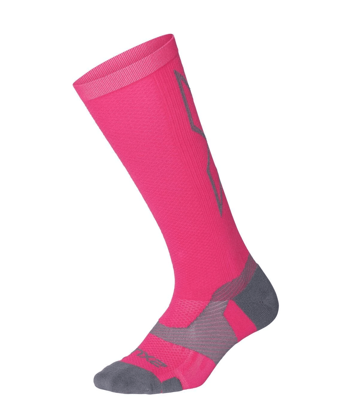 2XU Vectr Light Cushion Full Length Socks – Hot Pink/Grey - 1 - Xciter Sports Apparel