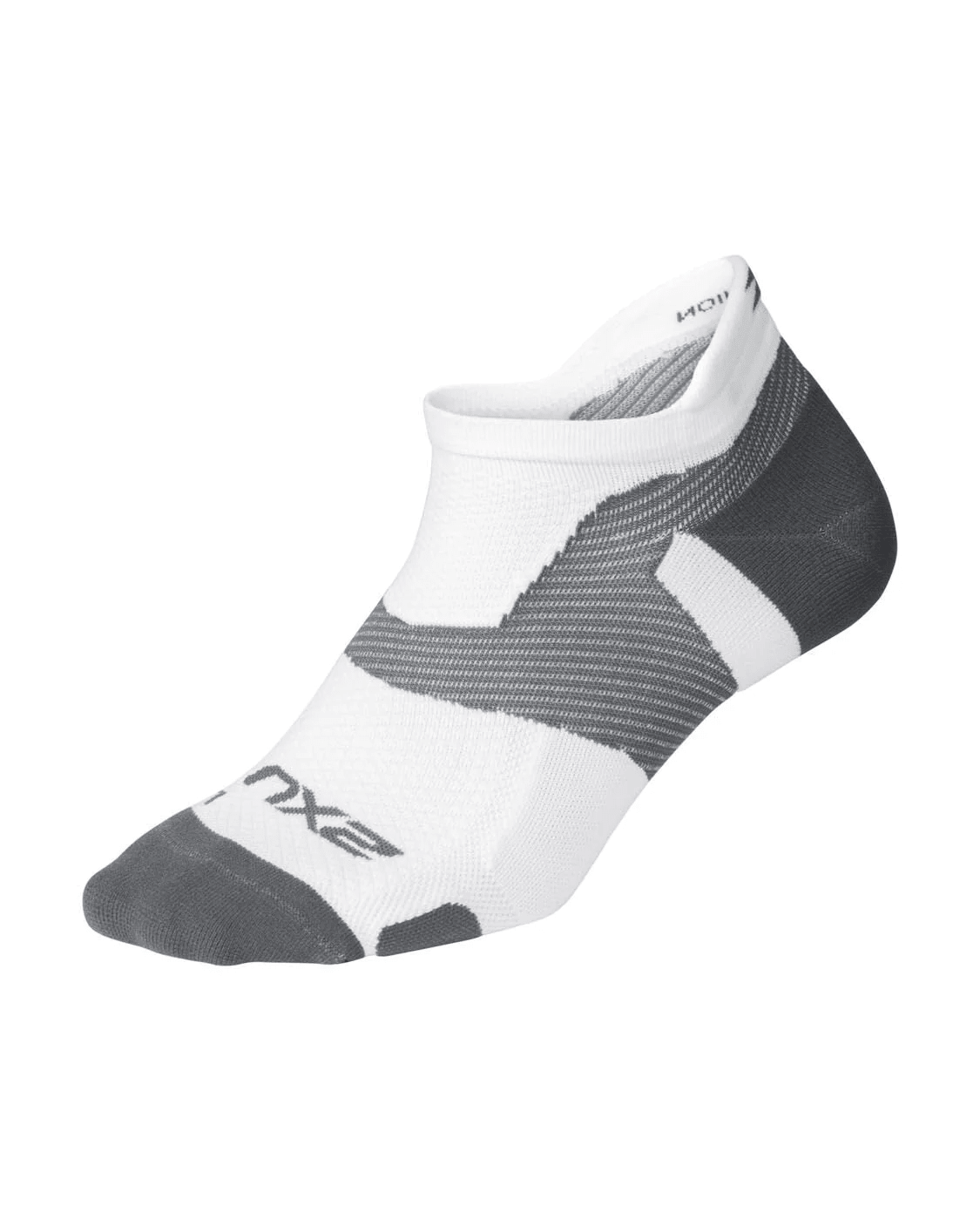 2XU Vectr Light Cushion No Show Socks – White/Grey - 1 - Xciter Sports Apparel