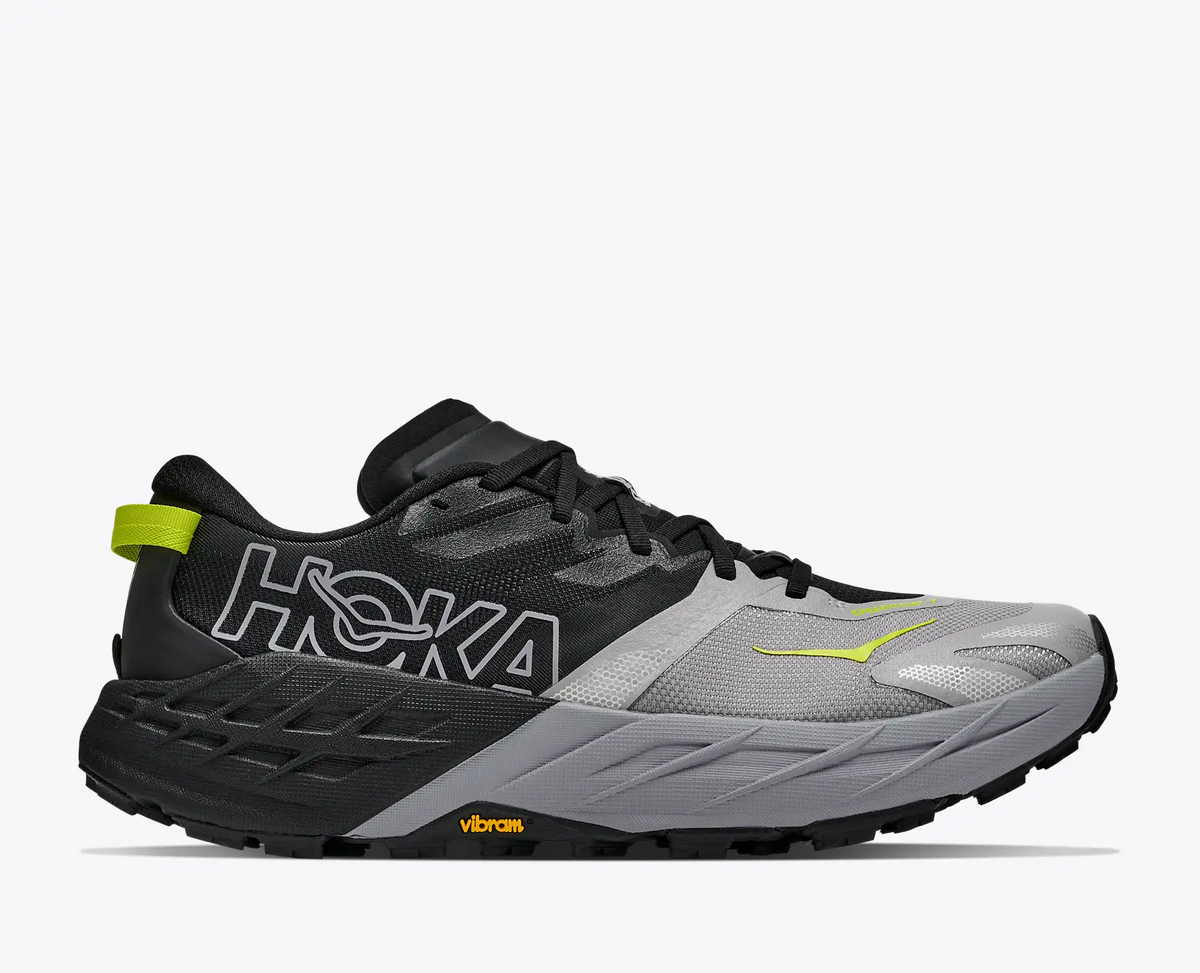 HOKA Speedgoat 7 Men's Trail Running Shoes in Black / Stellar Grey - product view 1