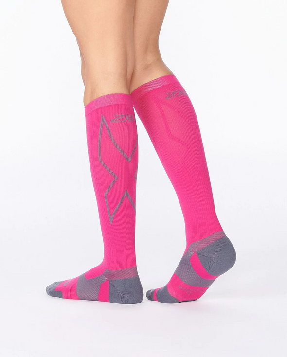 Vectr Light Cushion Full Length Socks | Hot Pink Grey