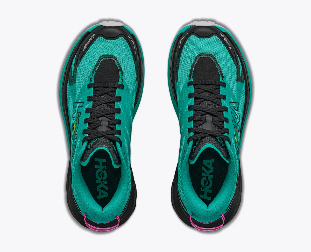 HOKA Mafate 5 Women's Trail Running Shoes in Black / Electric Aqua - product view 2