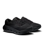 Pair of men's On Cloudrunner 3 Max road running shoes in Black | Black, three-quarter view.