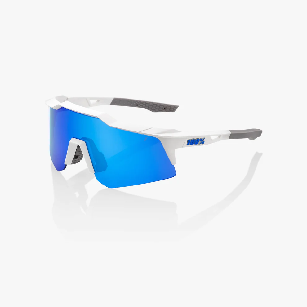 100% SpeedCraft XS | Matte White | Blue Multilayer Mirror Lens