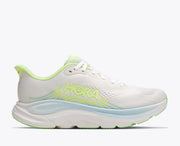 Women's Hoka Clifton 11 in Frost/Neon Yuzu — lateral view