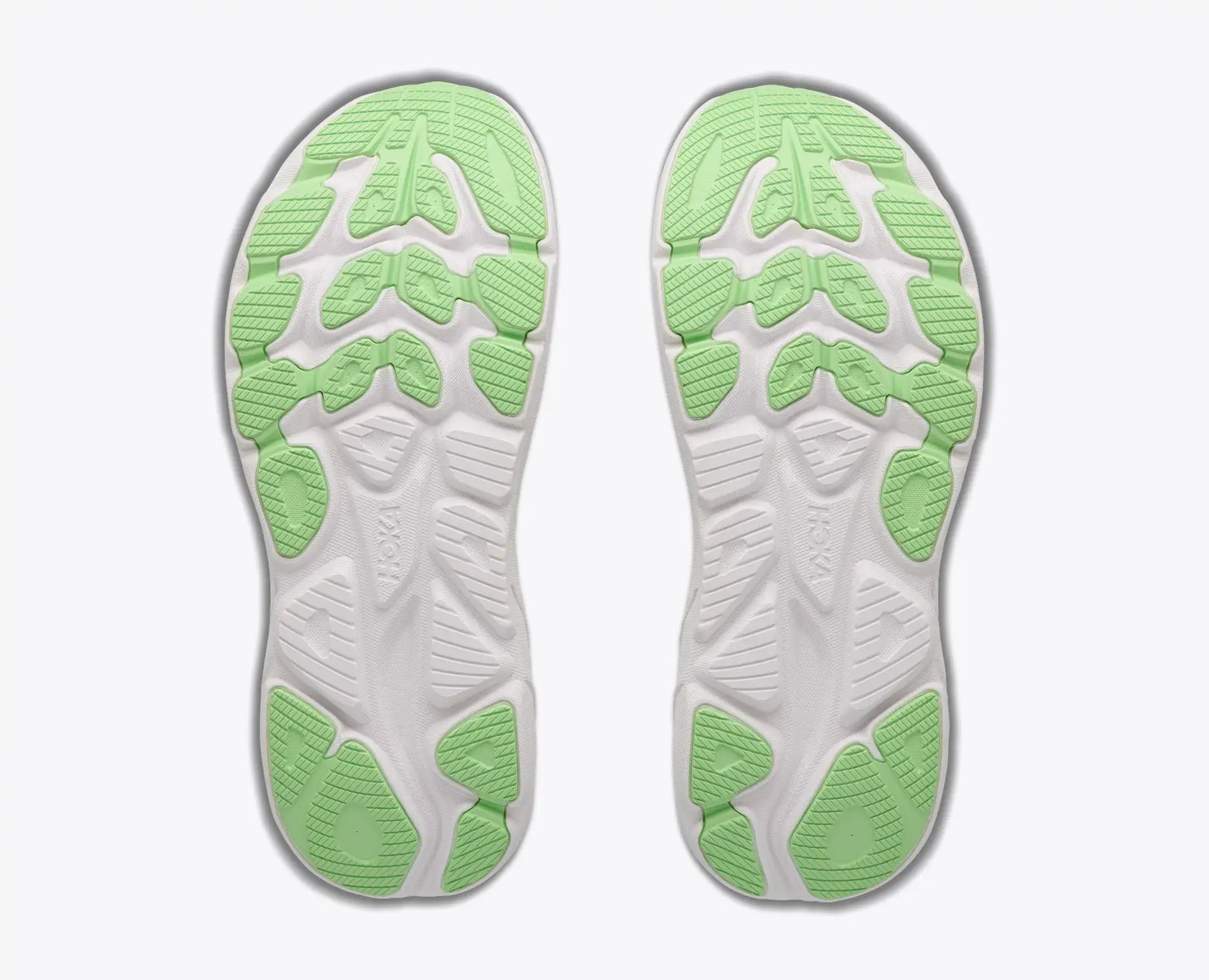 Women's Hoka Clifton 11 in Frost/Neon Yuzu — sole view