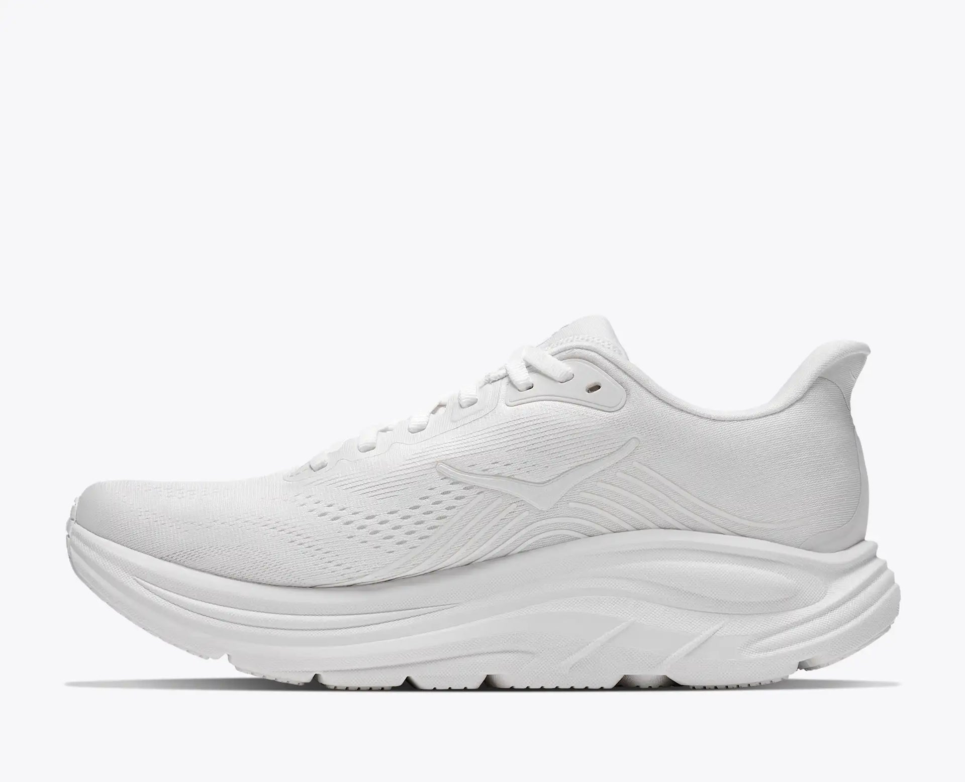 Women's Hoka Clifton 11 in White / White — left lateral view