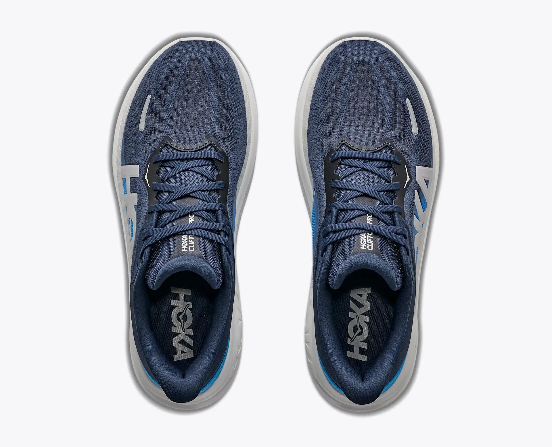 HOKA Clifton Pro Wide Men's Shoe — top View showing MetaRocker™ geometry and engineered mesh upper