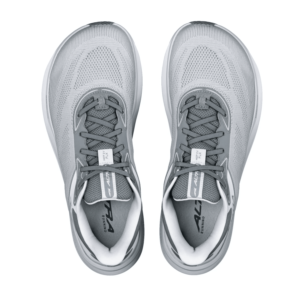 Altra Motiv FLX men's road running shoes in Ultimate Grey and Lunar Rock.