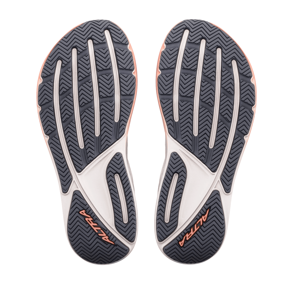 Altra Motiv FLX women's road running shoes in Coconut Cream and Pink Glow.