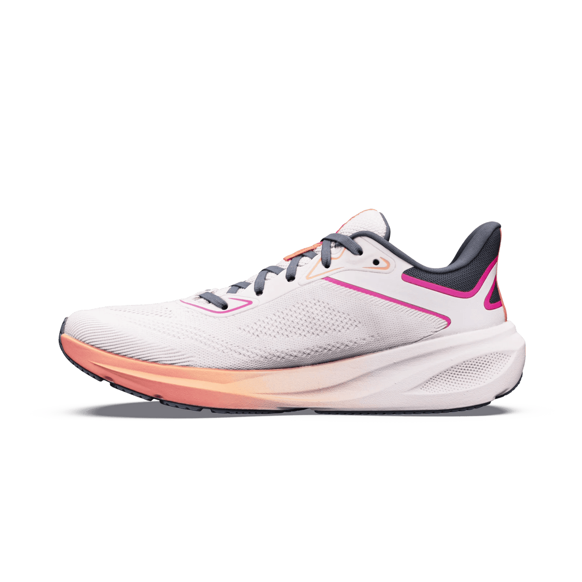 Altra Motiv FLX women's road running shoes in Coconut Cream and Pink Glow.