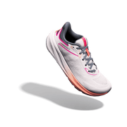Altra Motiv FLX women's road running shoes in Coconut Cream and Pink Glow.
