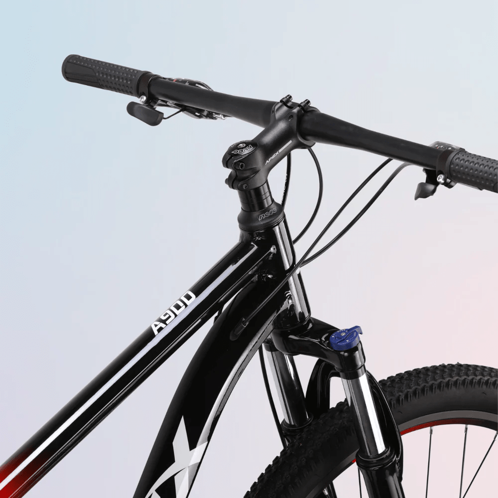 Apex A900 Men's 29er Alloy MTB | Black/Red | Shimano 8 - Speed - MTB - Handle view - Xciter Sports