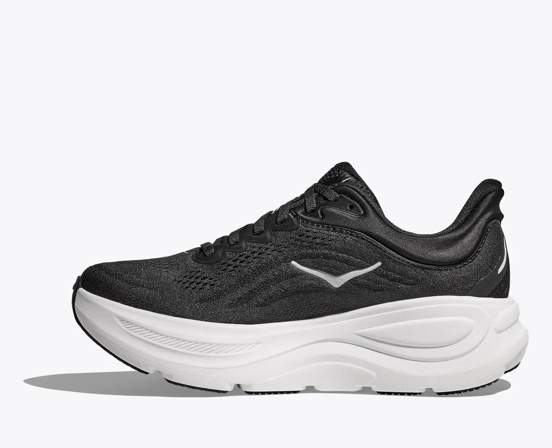 HOKA Bondi 9 Men's Running Shoe - Black/White | Maximum Cushion Road Running - Left Side View