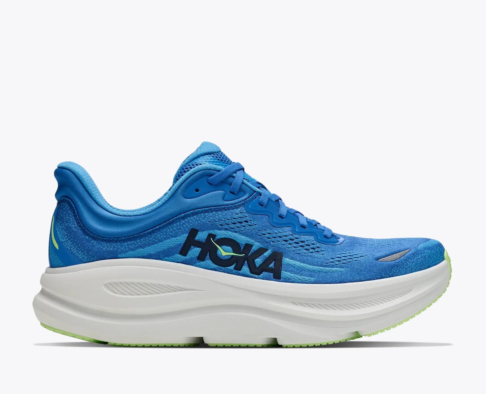 HOKA Bondi 9 Men's Running Shoe - Virtual Blue/Soft Cobalt | Maximum Cushion Road Running - Side View
