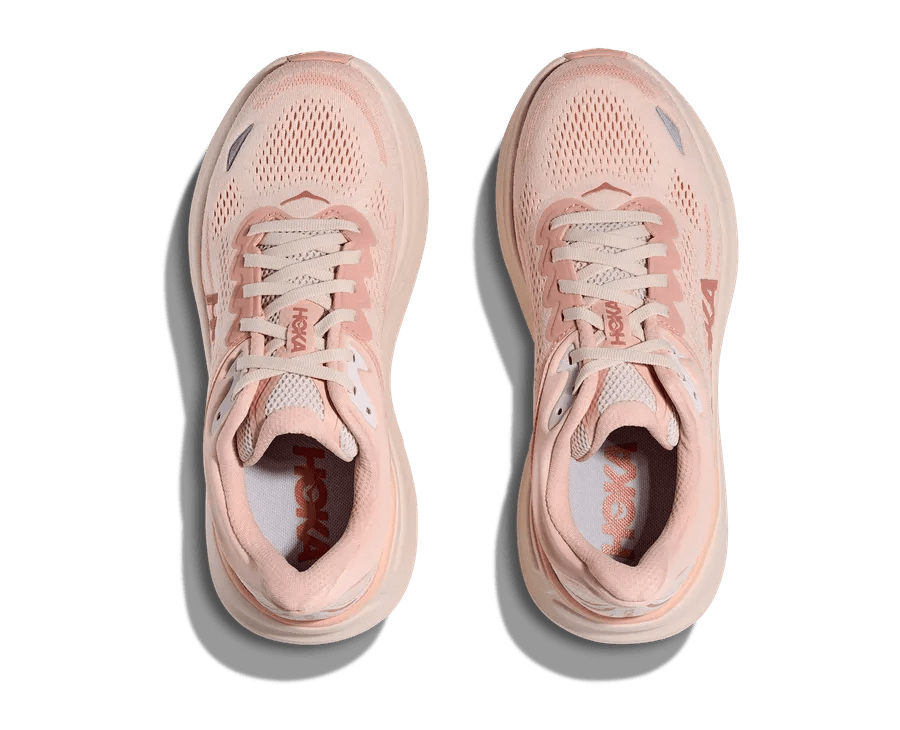 HOKA Bondi 9 Women's Running Shoes - Rose Latte / Rose Cream - View 2