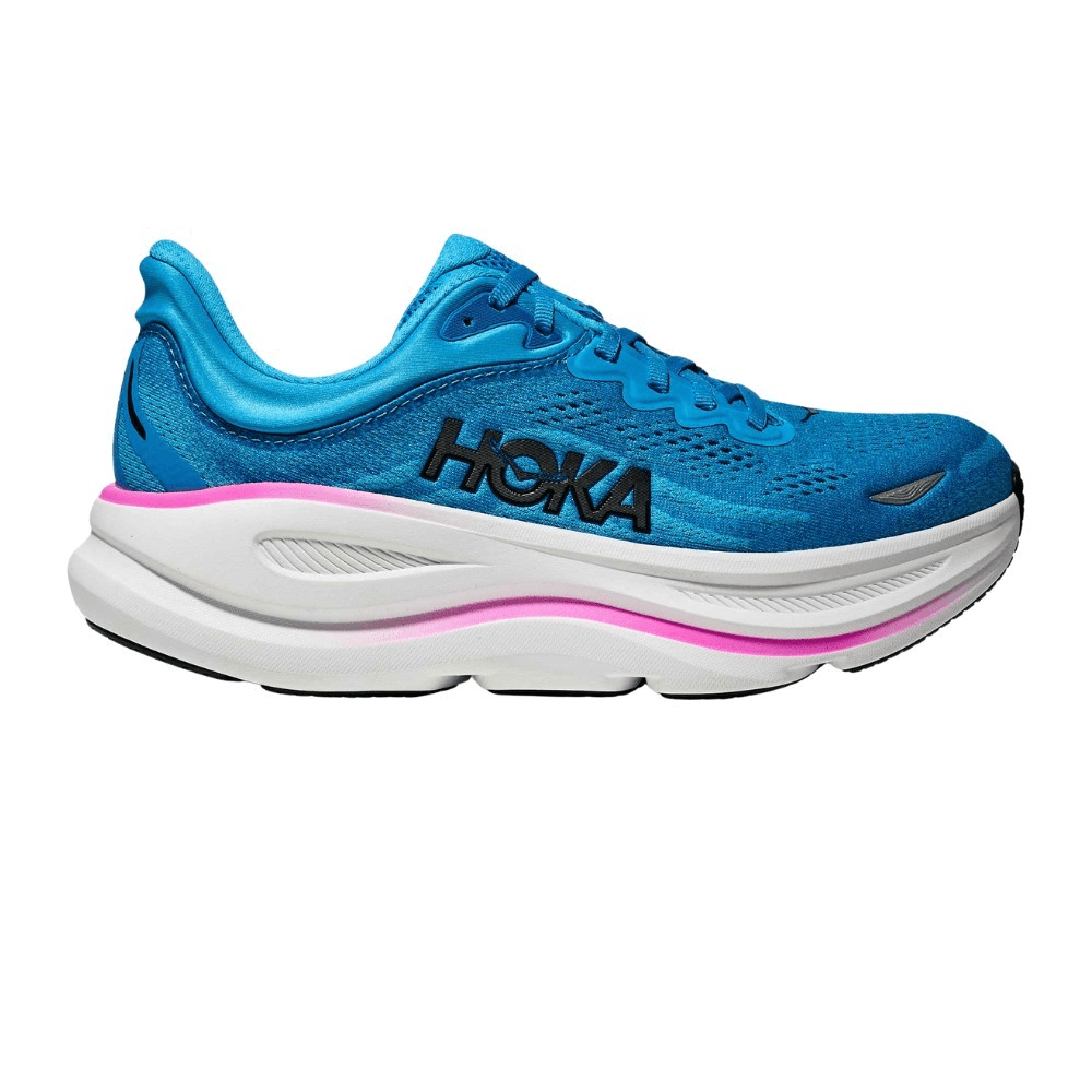 HOKA Bondi 9 Women's Running Shoes - Skyward Blue / Neon Fuchsia - View 1