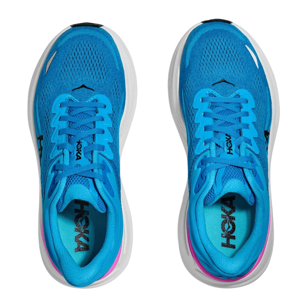HOKA Bondi 9 Women's Running Shoes - Skyward Blue / Neon Fuchsia - View 2