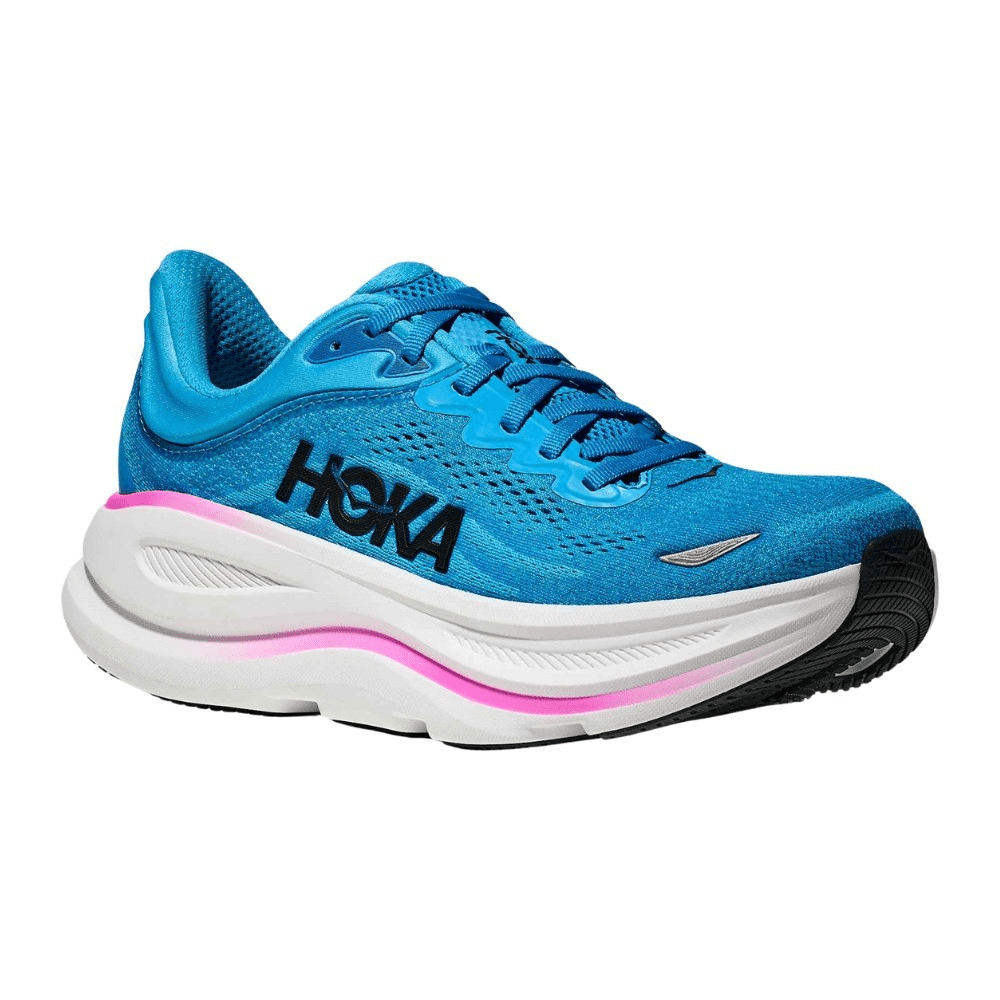 HOKA Bondi 9 Women's Running Shoes - Skyward Blue / Neon Fuchsia - View 6