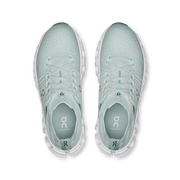 Pair of On Cloudswift 4 women's Surf | White running shoes, top view showing perforated toe boxes and lacing