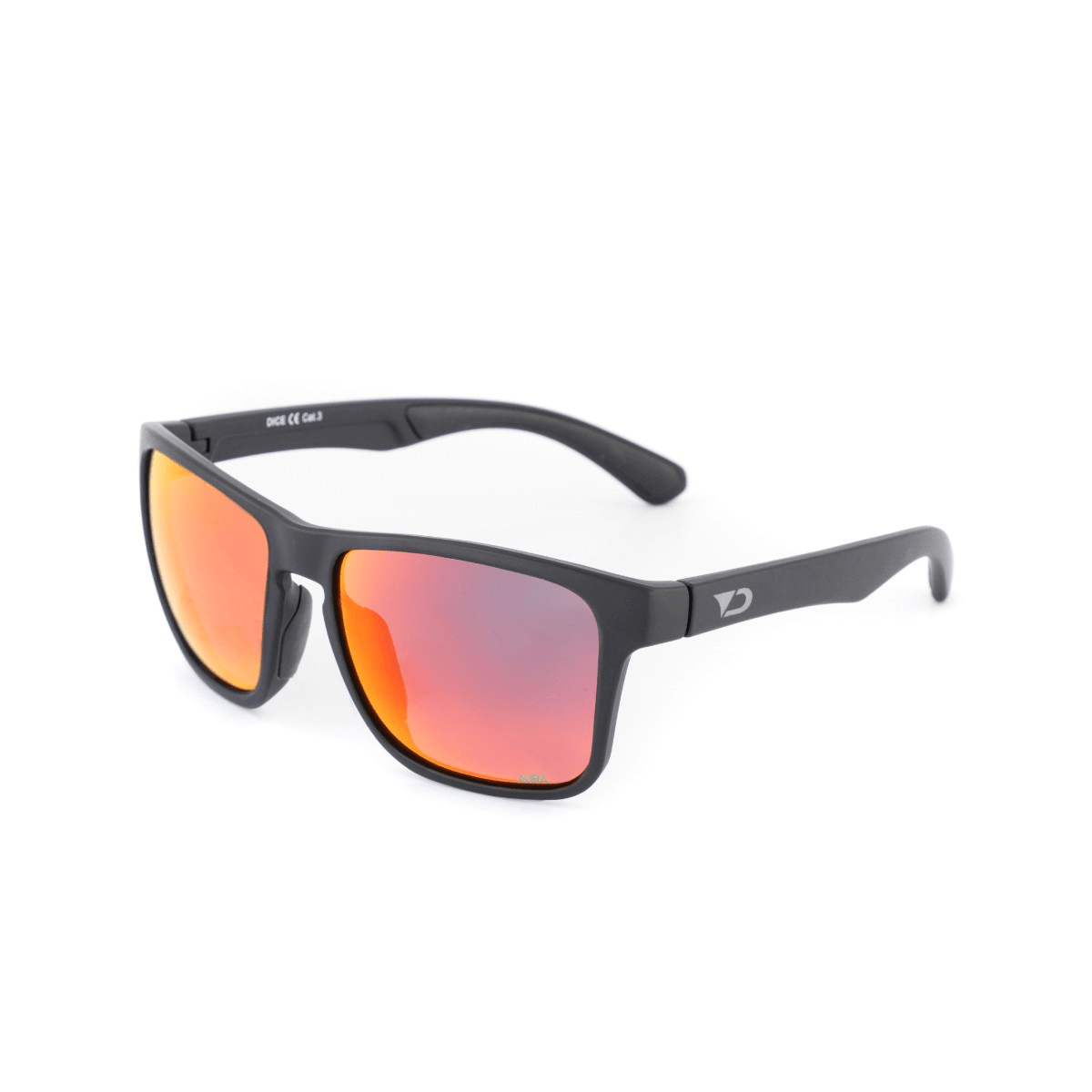 D'Arcs Dice lifestyle sunglasses in Matte Black with Aura HD Red Revo lens