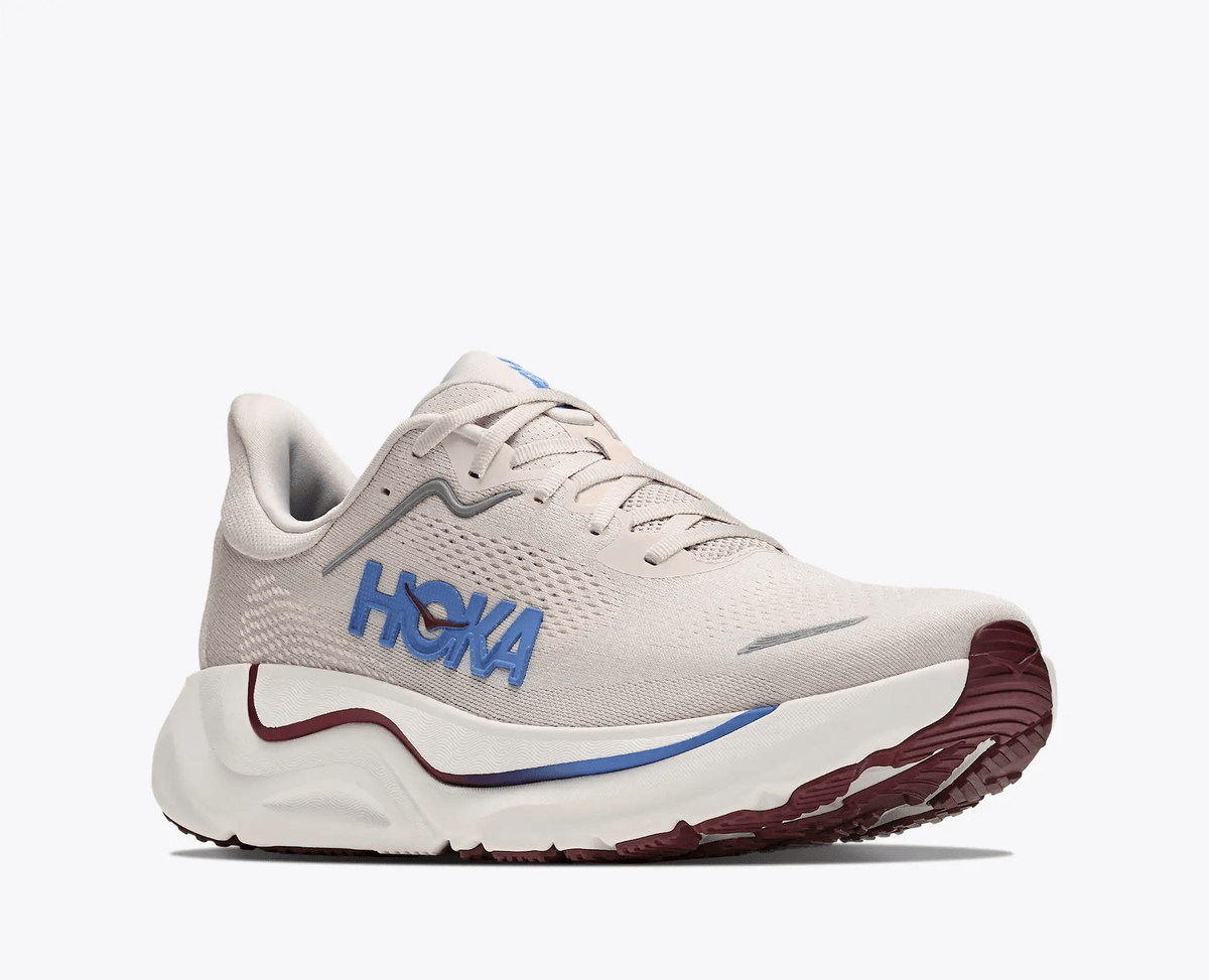 HOKA Arahi 9 men's stability running shoes – Stucco / Grout – heel view