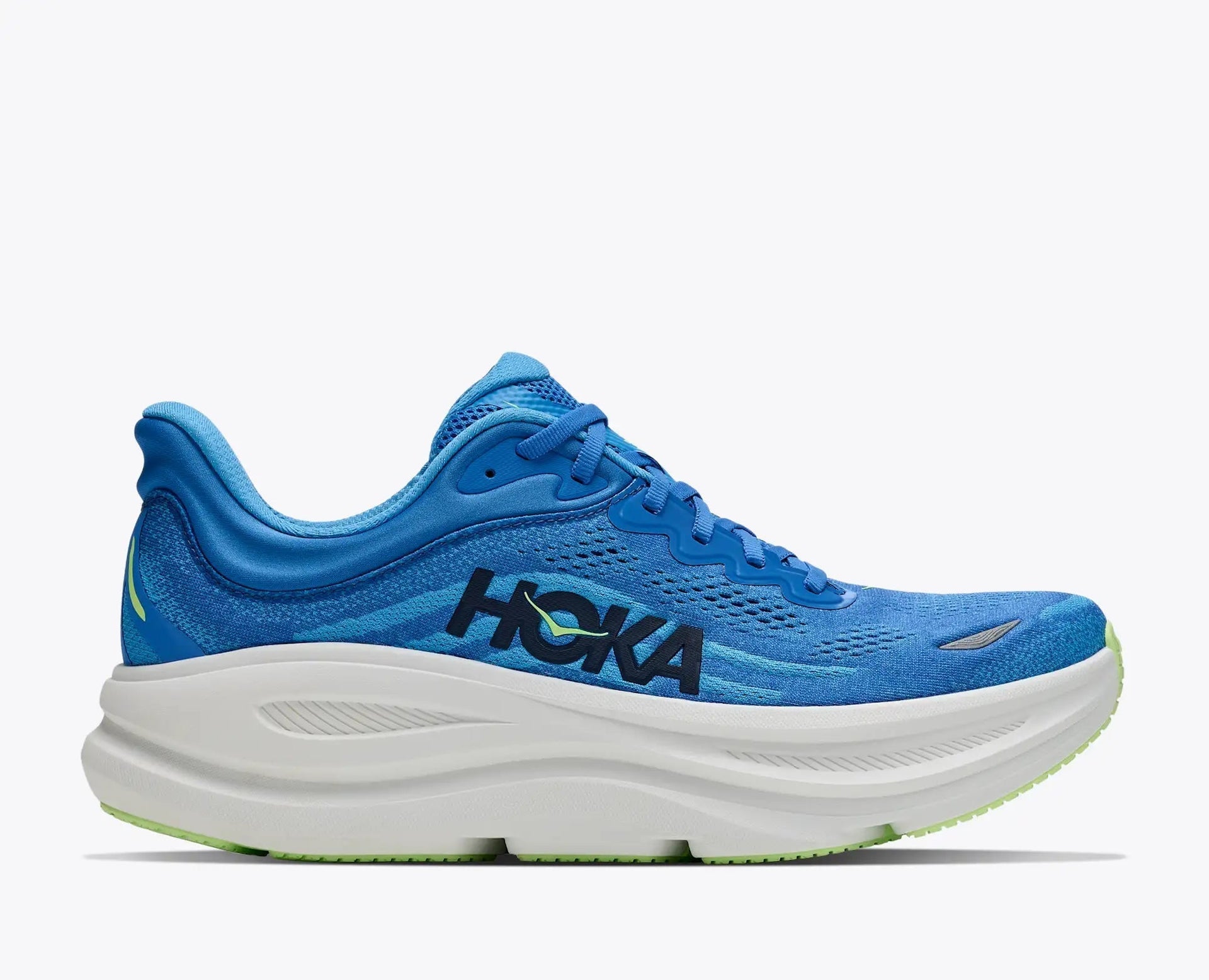 HOKA Bondi 9 Men's Running Shoe - Virtual Blue/Soft Cobalt | Maximum Cushion Road Running - Side View