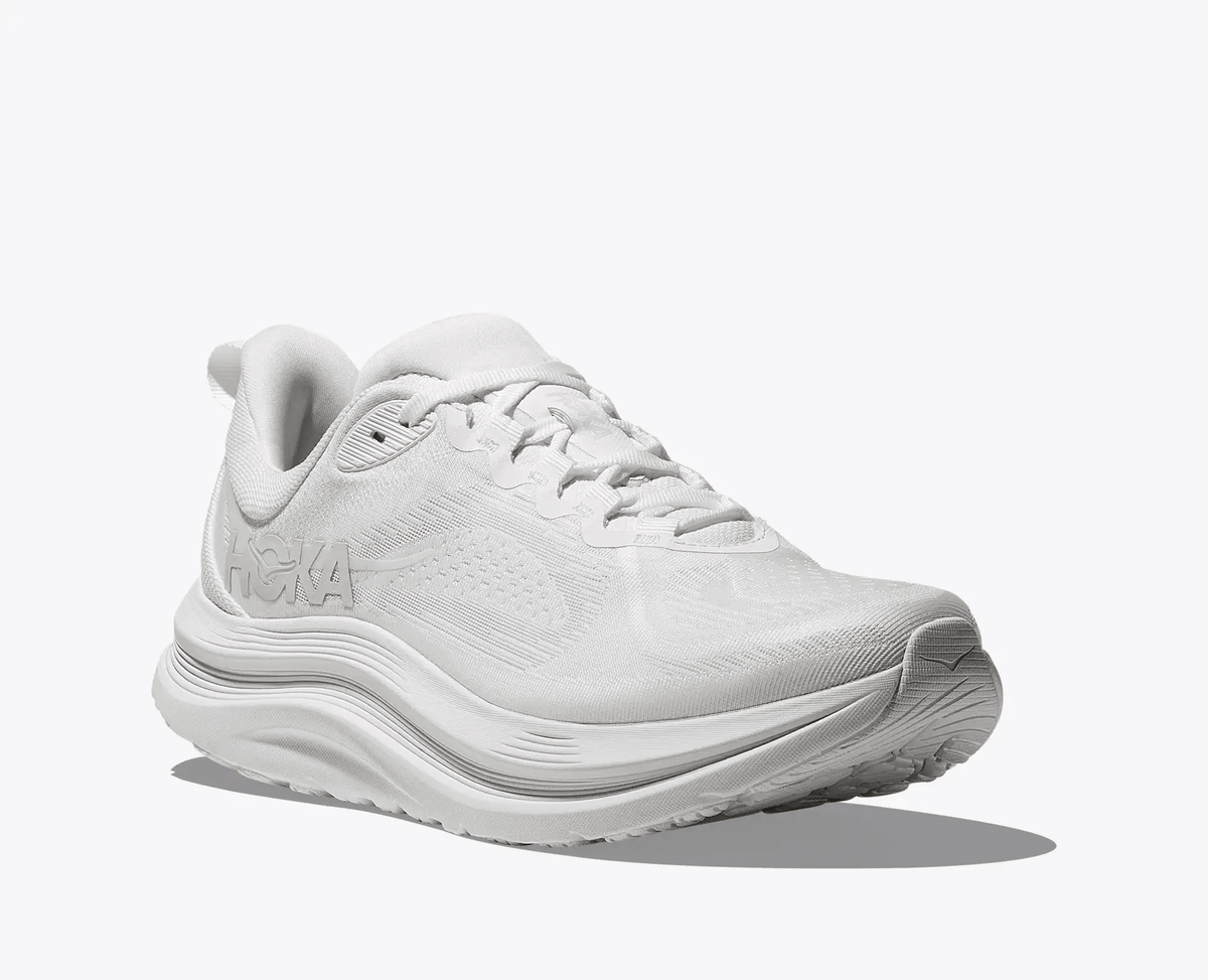 HOKA Kawana 3 women's white gym shoe front three-quarter view