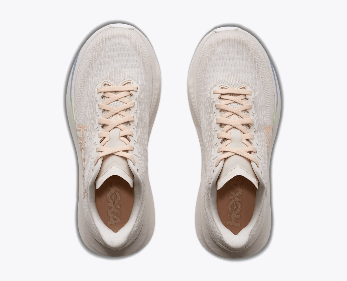 HOKA Mach 7 women's road running shoe in Oat Milk / Alabaster – outsole view