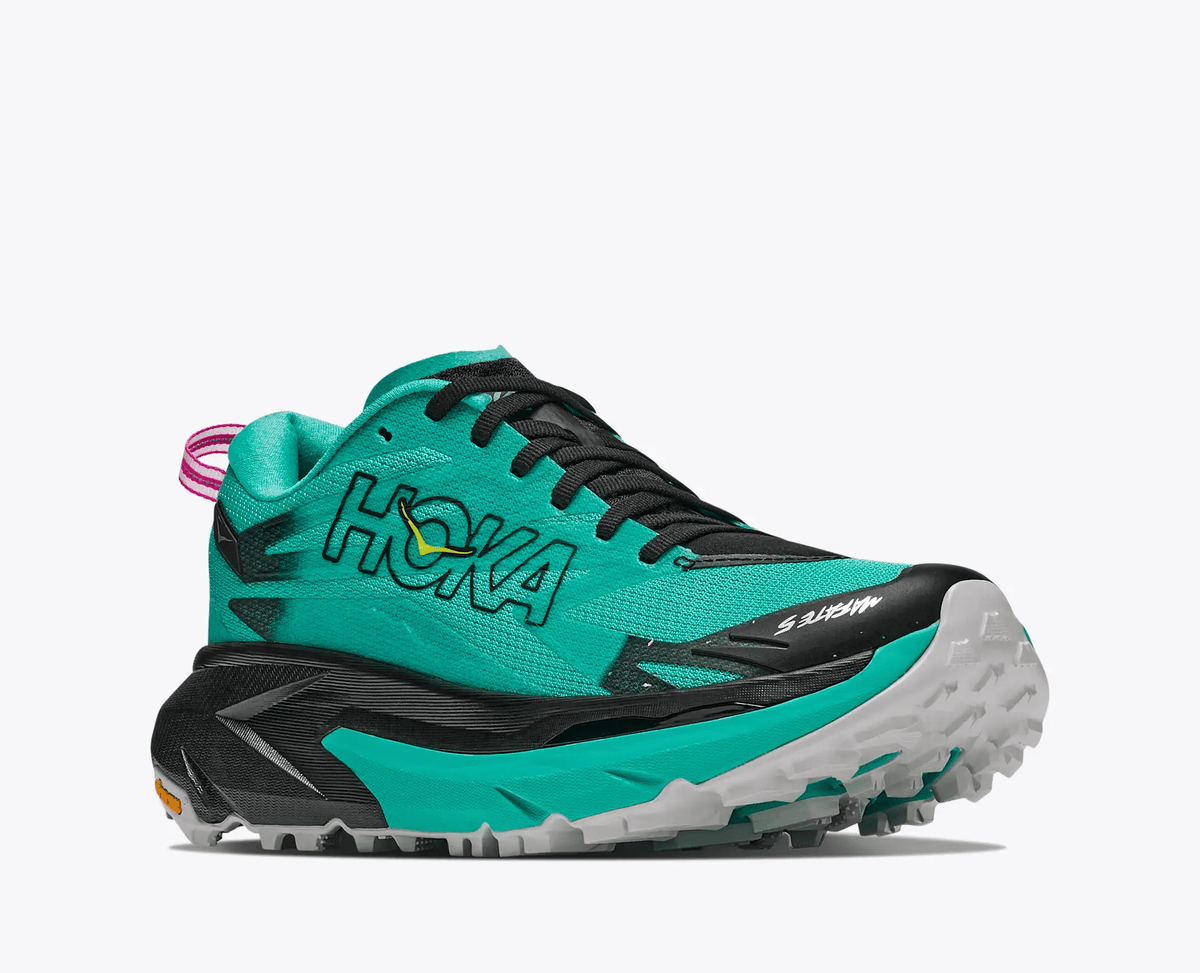 HOKA Mafate 5 Women's Trail Running Shoes in Black / Electric Aqua - product view 6