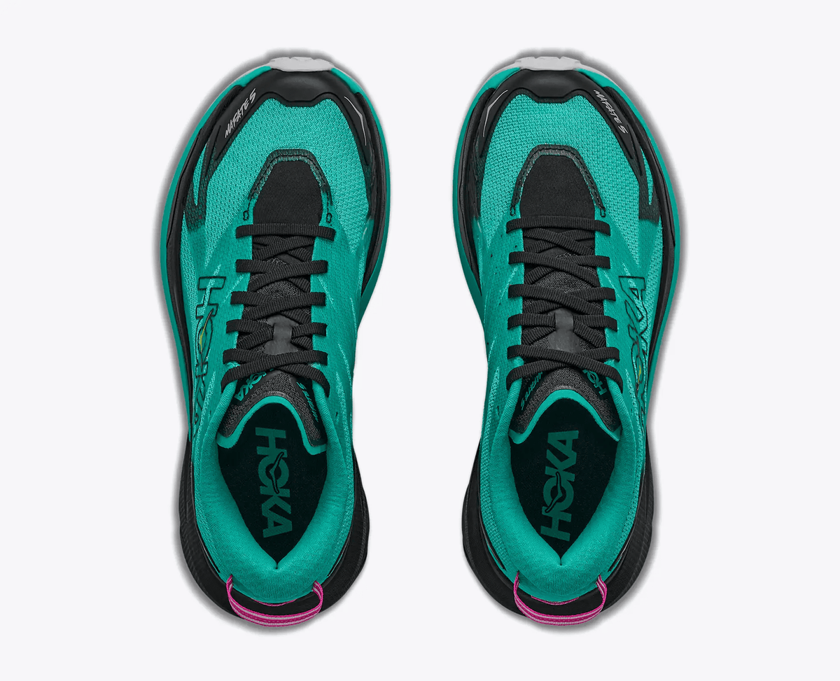 HOKA Mafate 5 Women's Trail Running Shoes in Black / Electric Aqua - product view 2