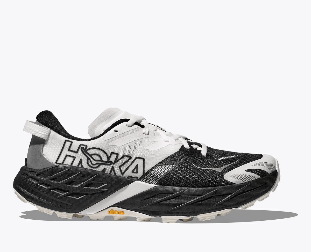 HOKA Speedgoat 7 Men's Trail Running Shoes in Black / White - product view 1