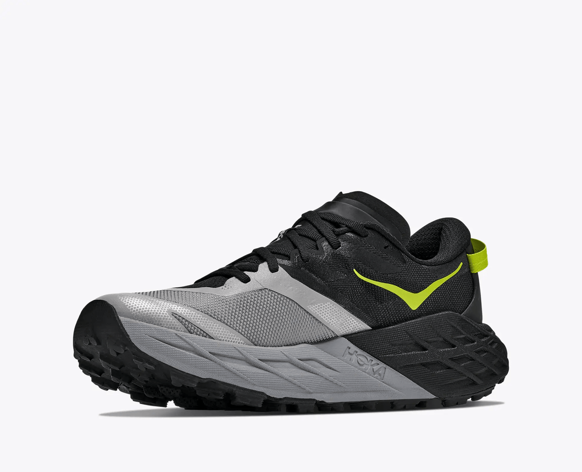 HOKA Speedgoat 7 Men's Trail Running Shoes in Black / Stellar Grey - product view 3