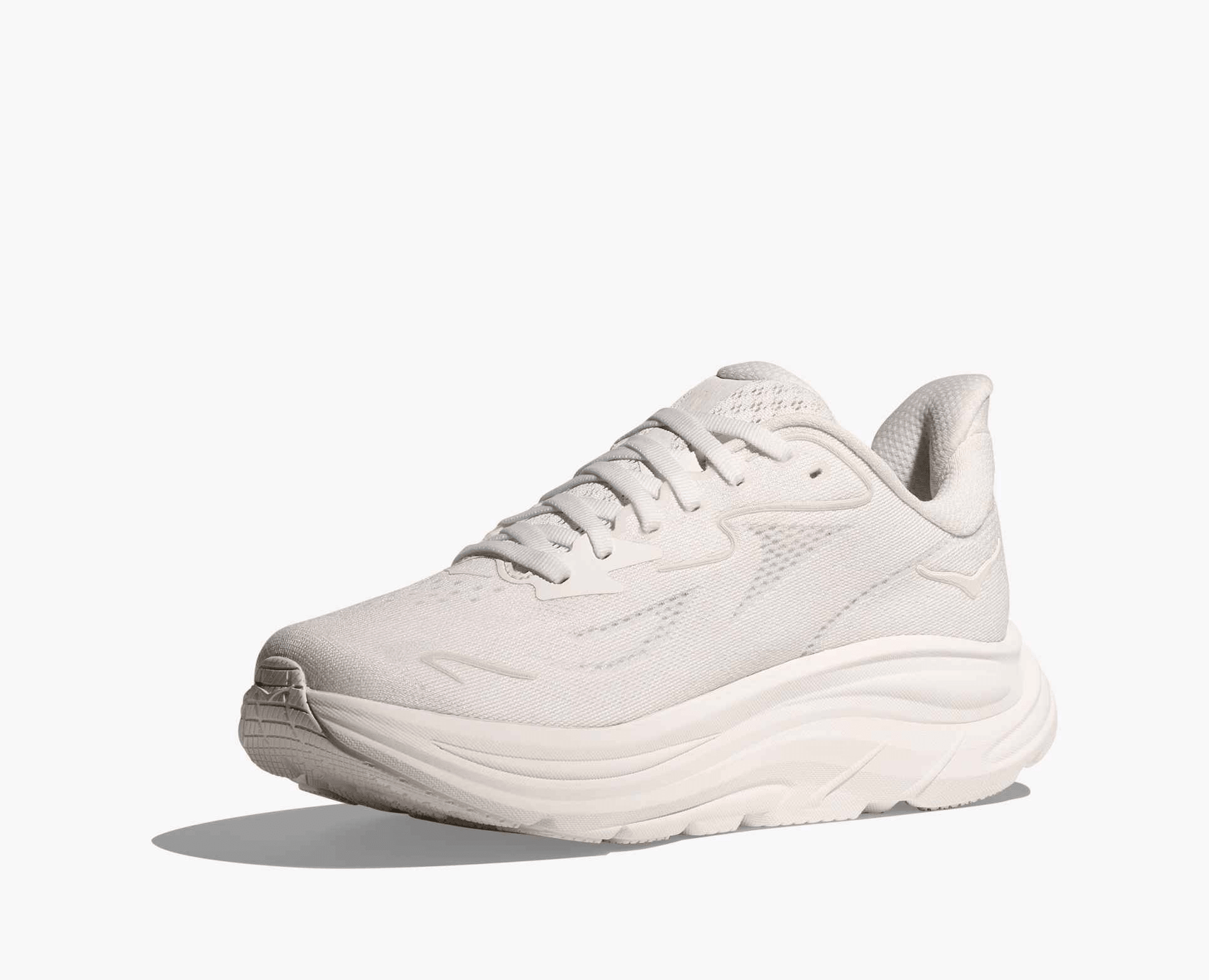 Hoka Clifton 10 women's running shoe in White/White – left view