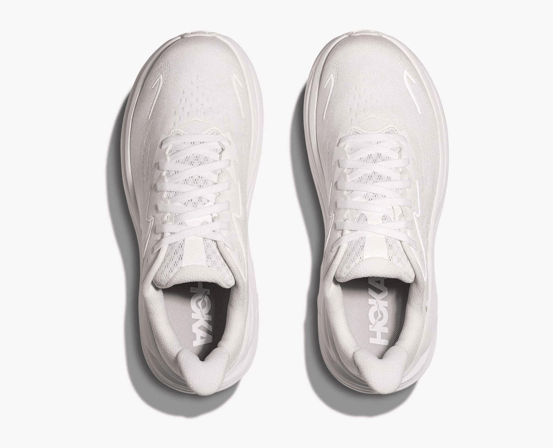 Hoka Clifton 10 women's running shoe in White/White – top view