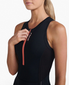 Aero Front Zip Trisuit | Black | Hyper Coral - (W)