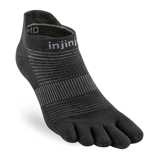 Injinji Run Lightweight No-Show running toe socks in Black