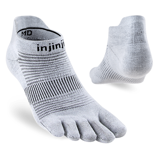 Injinji Run Lightweight No-Show Socks – Grey alternate view