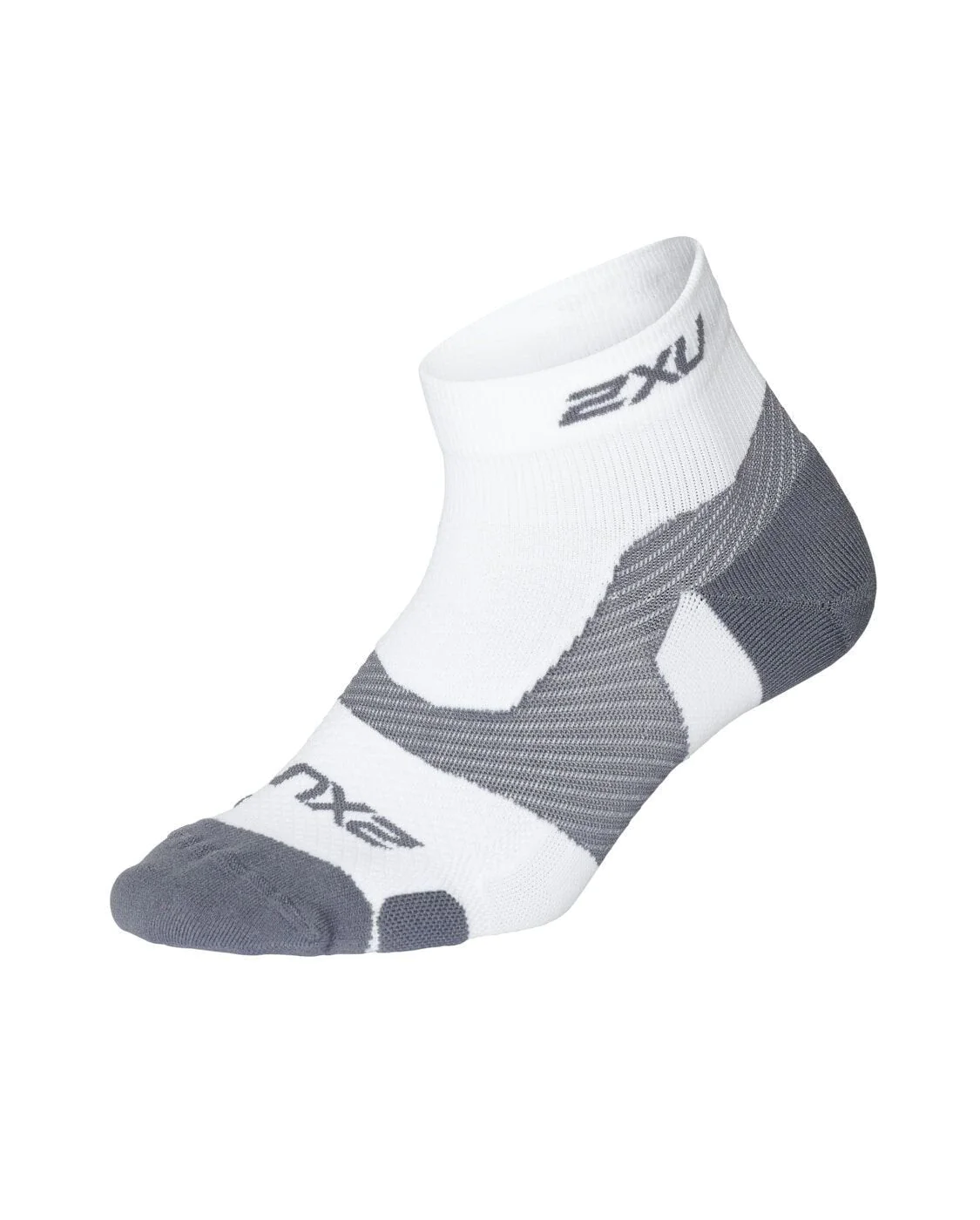 2XU Vectr Light Cush 1/4 Crew Socks | White Grey