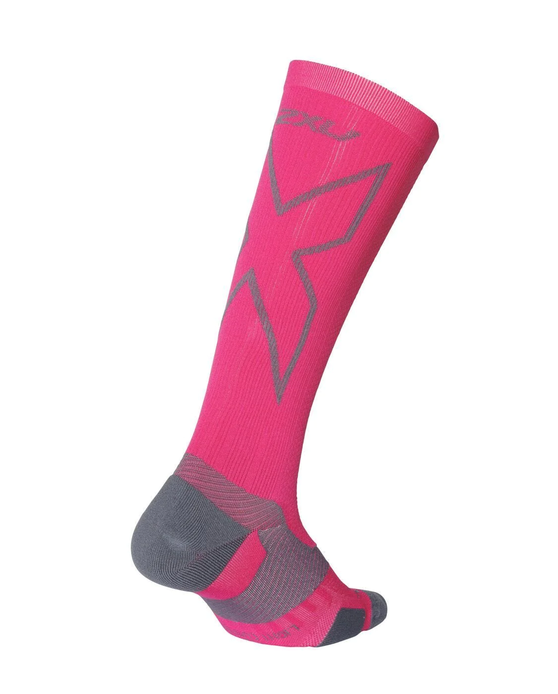 2XU Vectr Light Cushion Full Length Socks | Hot Pink Grey